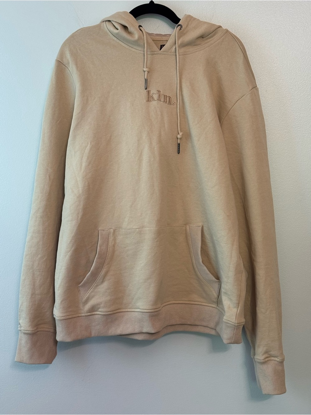 Kin Women's Beige Pullover Hoodie with Embroidered Logo